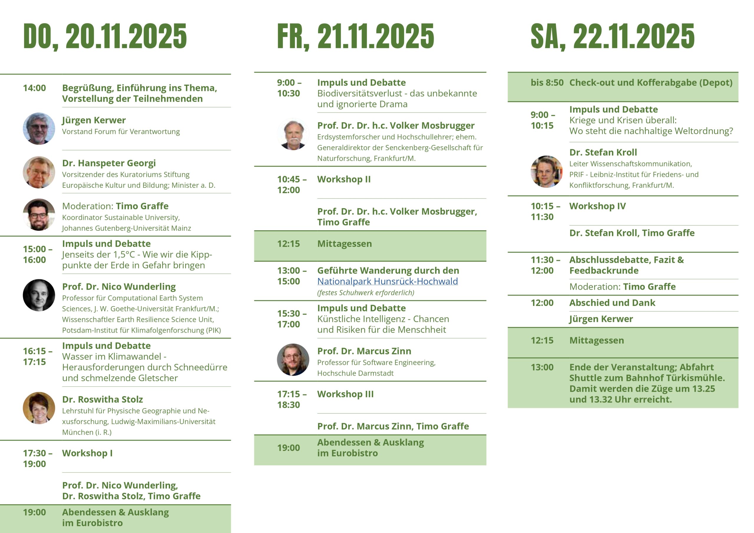Programm des Kolloquiums 20. - 22. November 2025